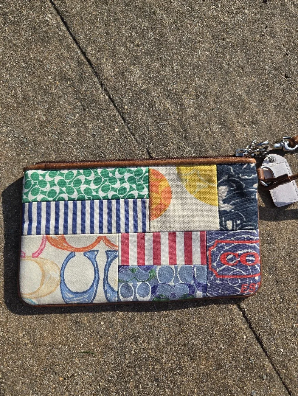 Vintage Coach 2006 Spring Patchwork Wristlet Multicolor Leather Y2K Very Good